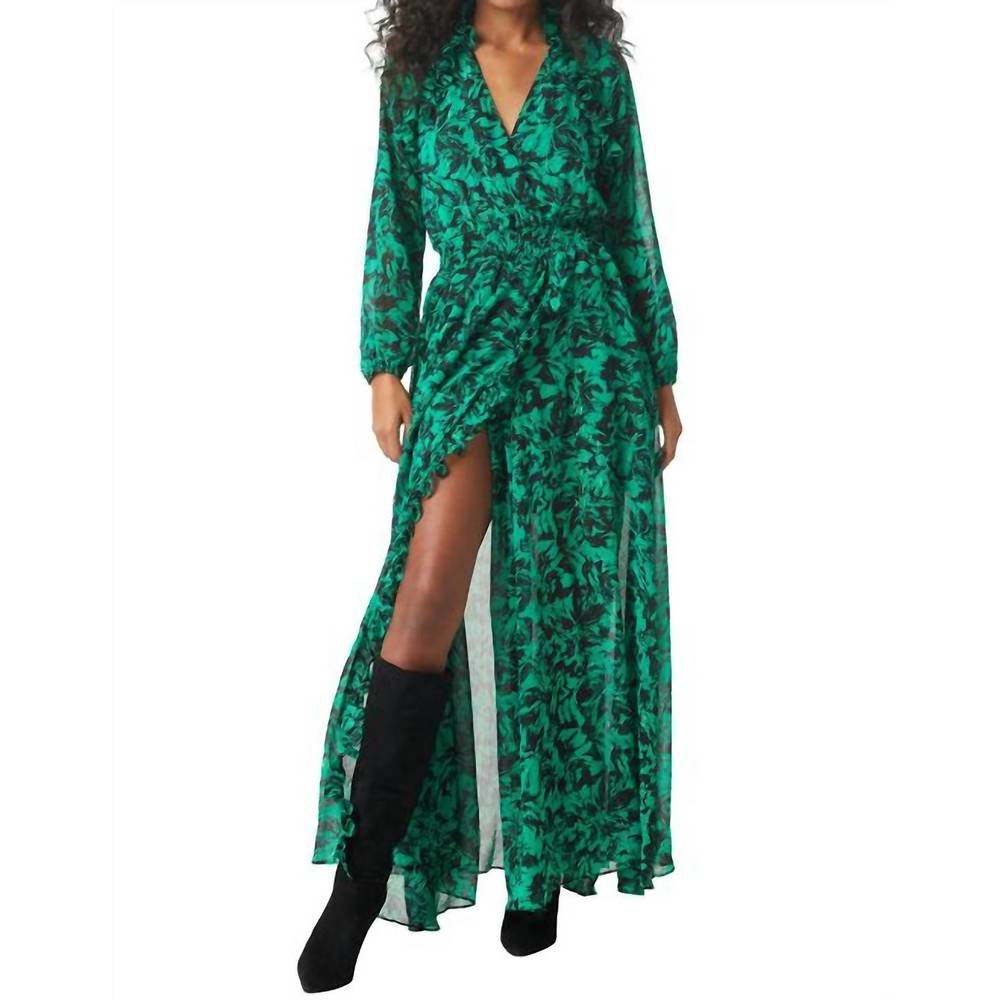 NEW MISA LOS ANGELES jocasta dress - emerald abstract in green